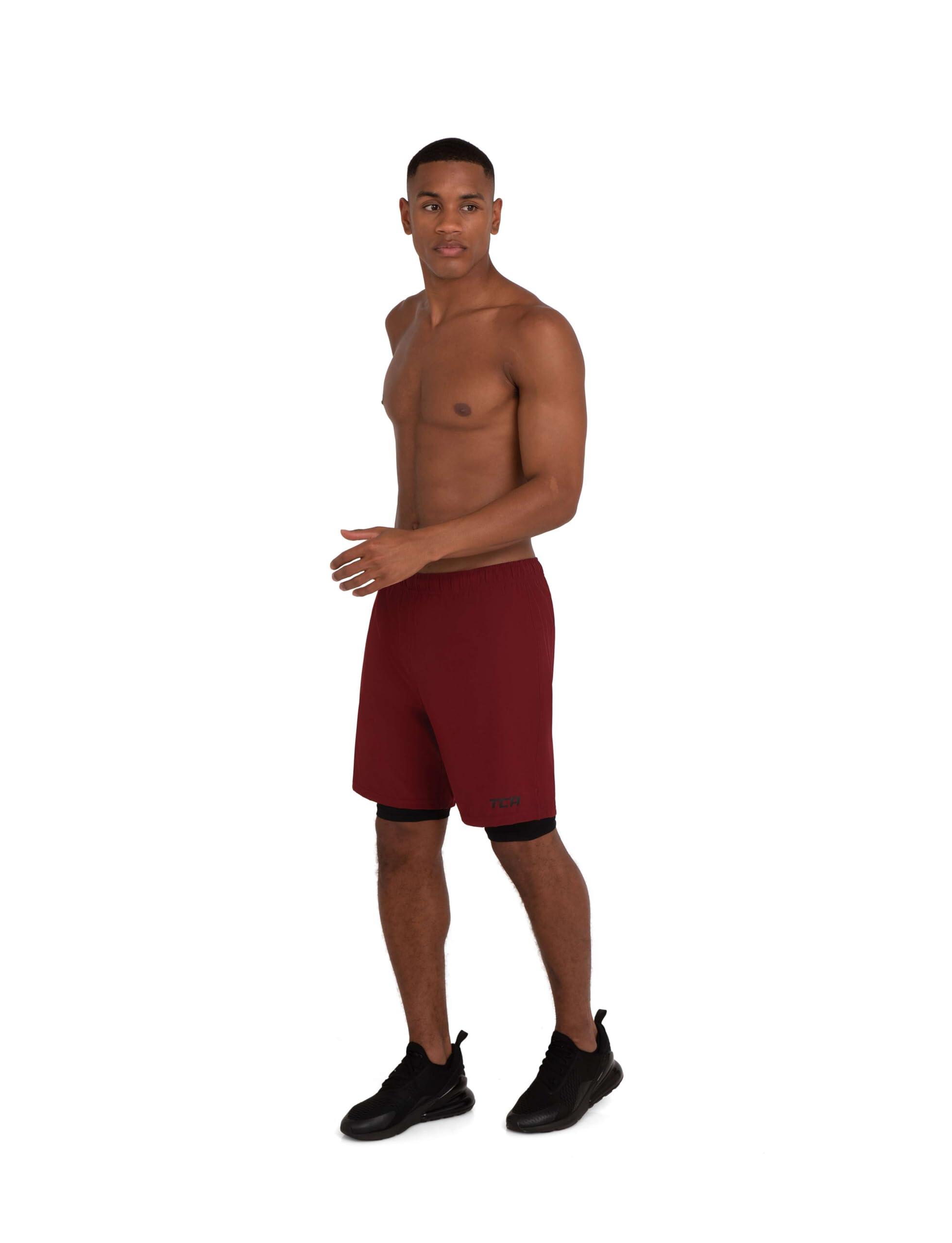 Men's Ultra 2-in-1 Running Shorts with Key Pocket - Cabernet / Black 5/6