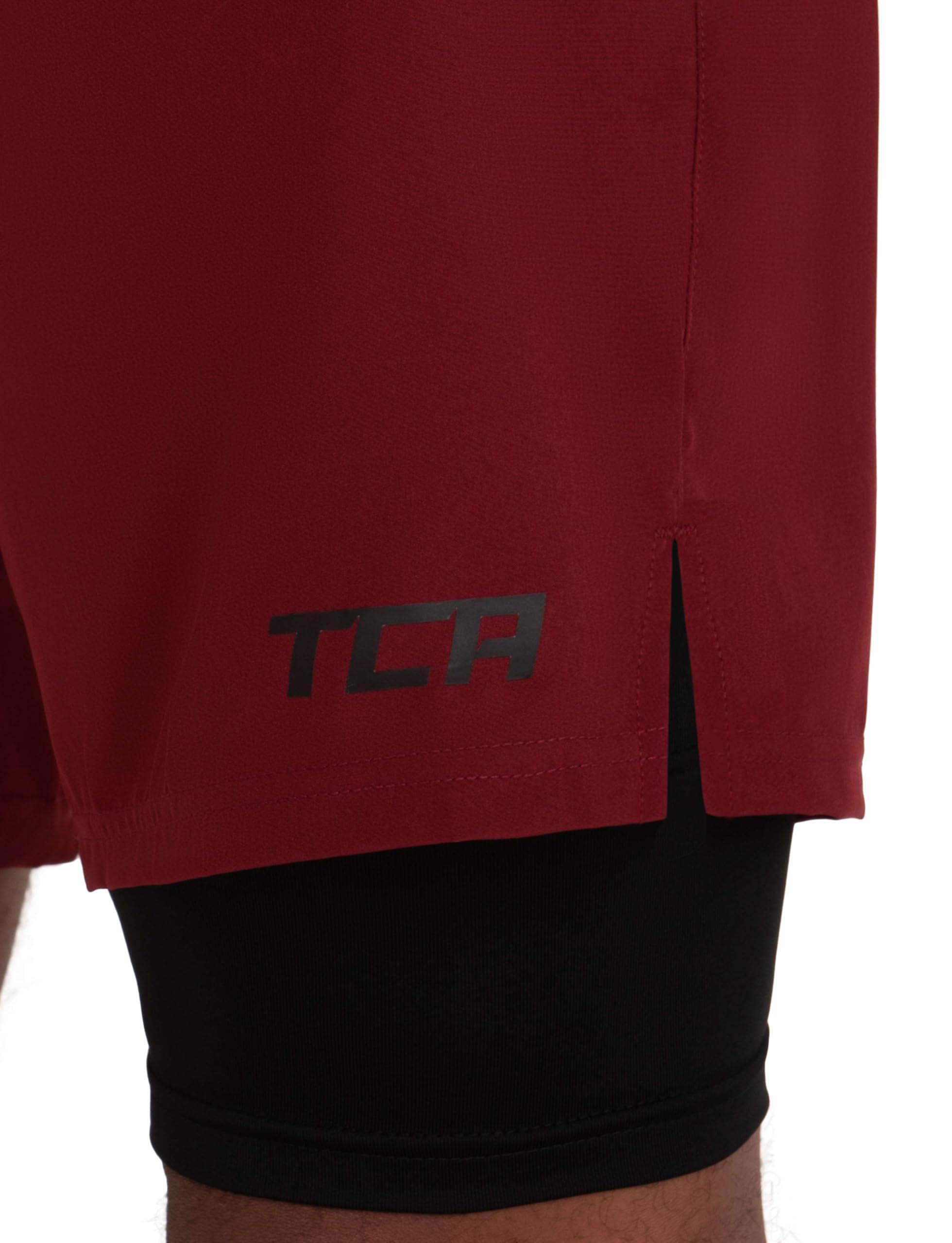 Men's Ultra 2-in-1 Running Shorts with Key Pocket - Cabernet / Black 3/6