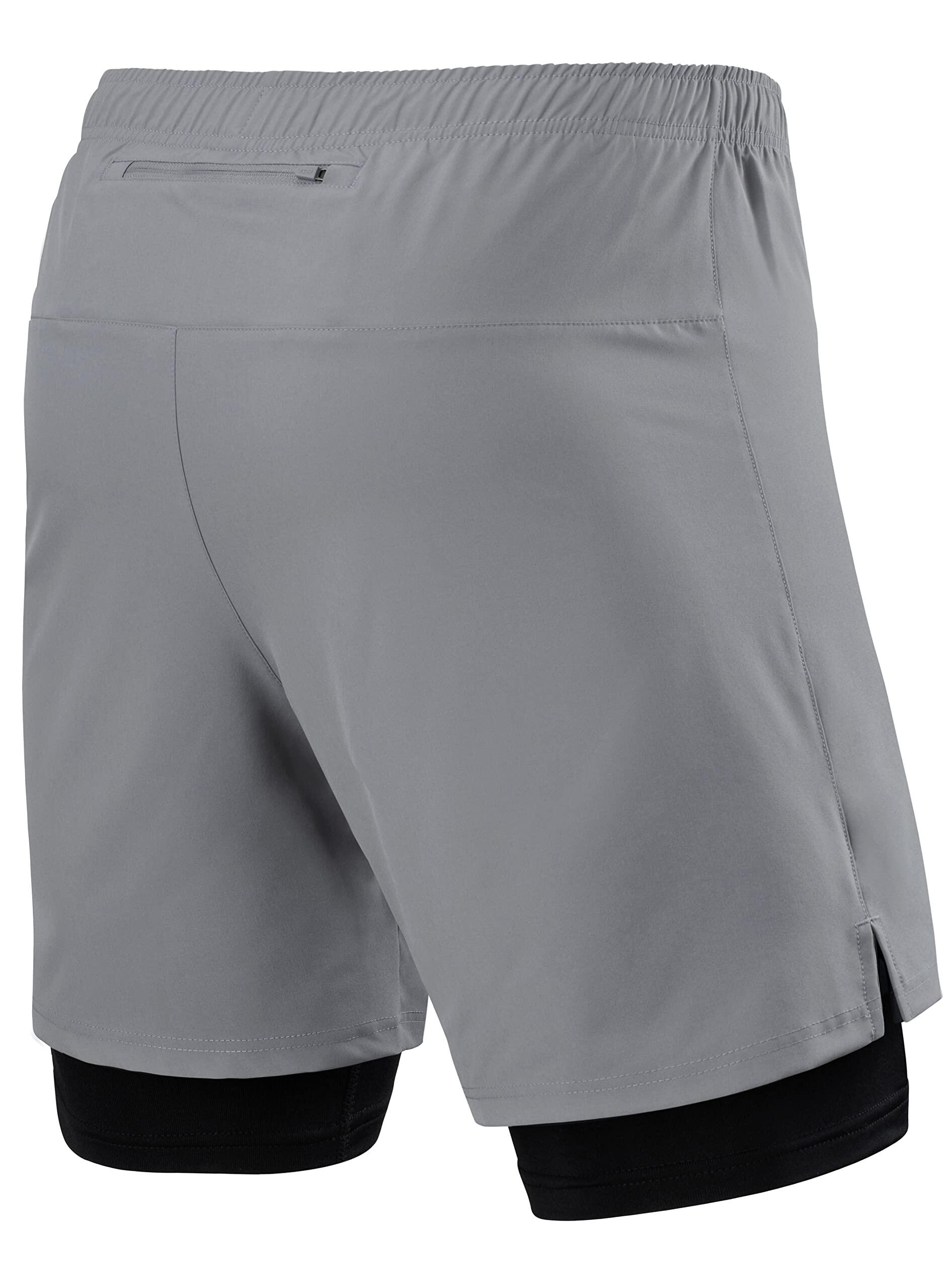 Men's Ultra 2-in-1 Running Shorts with Key Pocket - Cool Grey 2/6