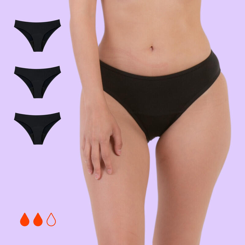 Pack 3 Biquíni Menstrual Clássico Fluxo Normal Ecowoman