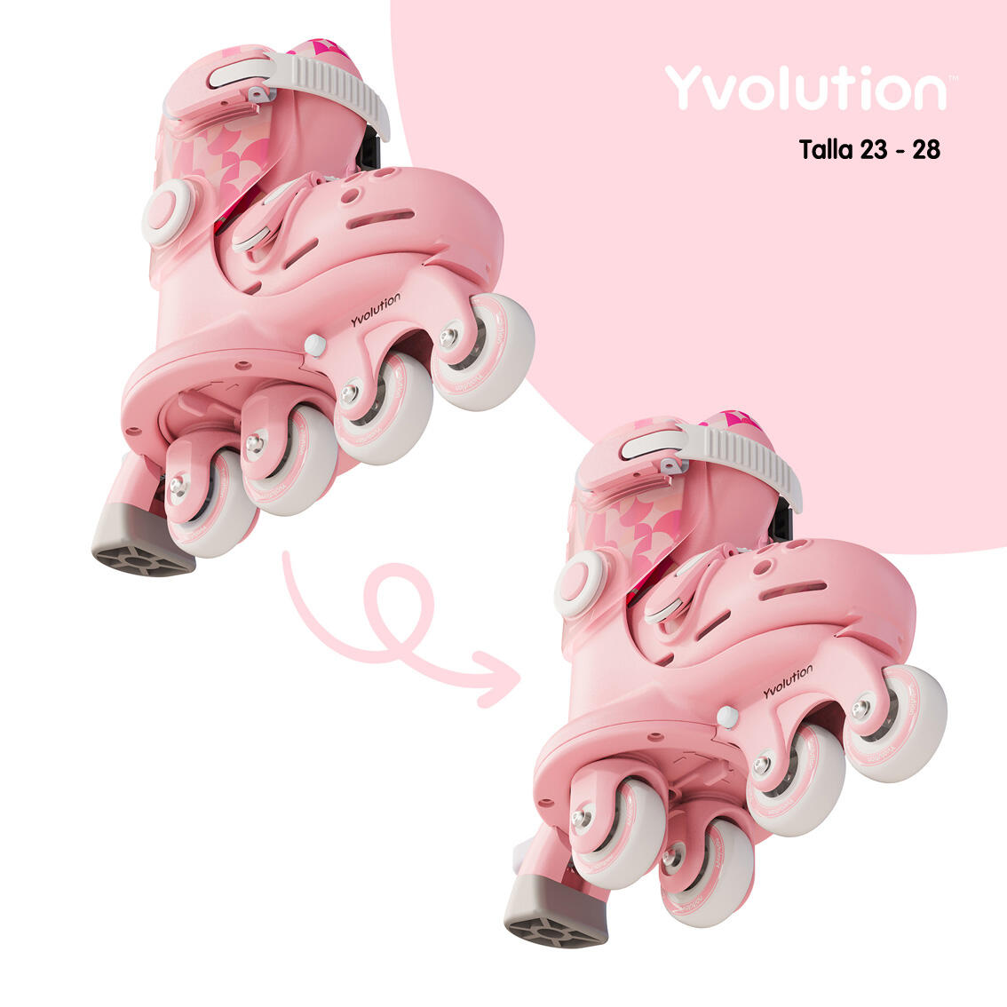 PATINES AJUSTABLES Y EVOLUTIVOS TWISTA T.30-34 PARA NIÑOS YVOLUTION ROSA 3/8