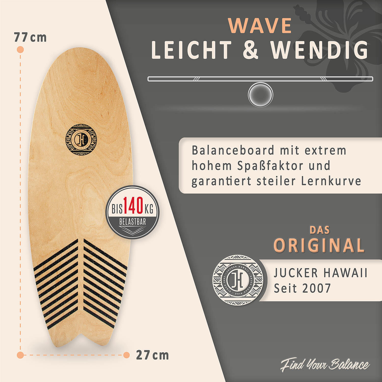 Balanceboard WAVE Set | Korkrolle + Korkmatte + Plank Ball 4/7