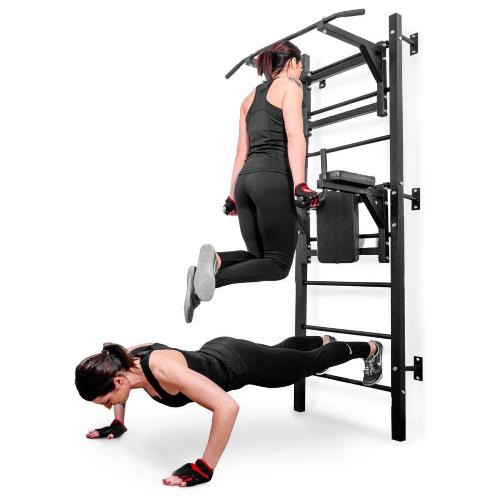 Adulți Fitness Spalier Gimnastică Bancă Abdomene X-sport Max Negru Metal
