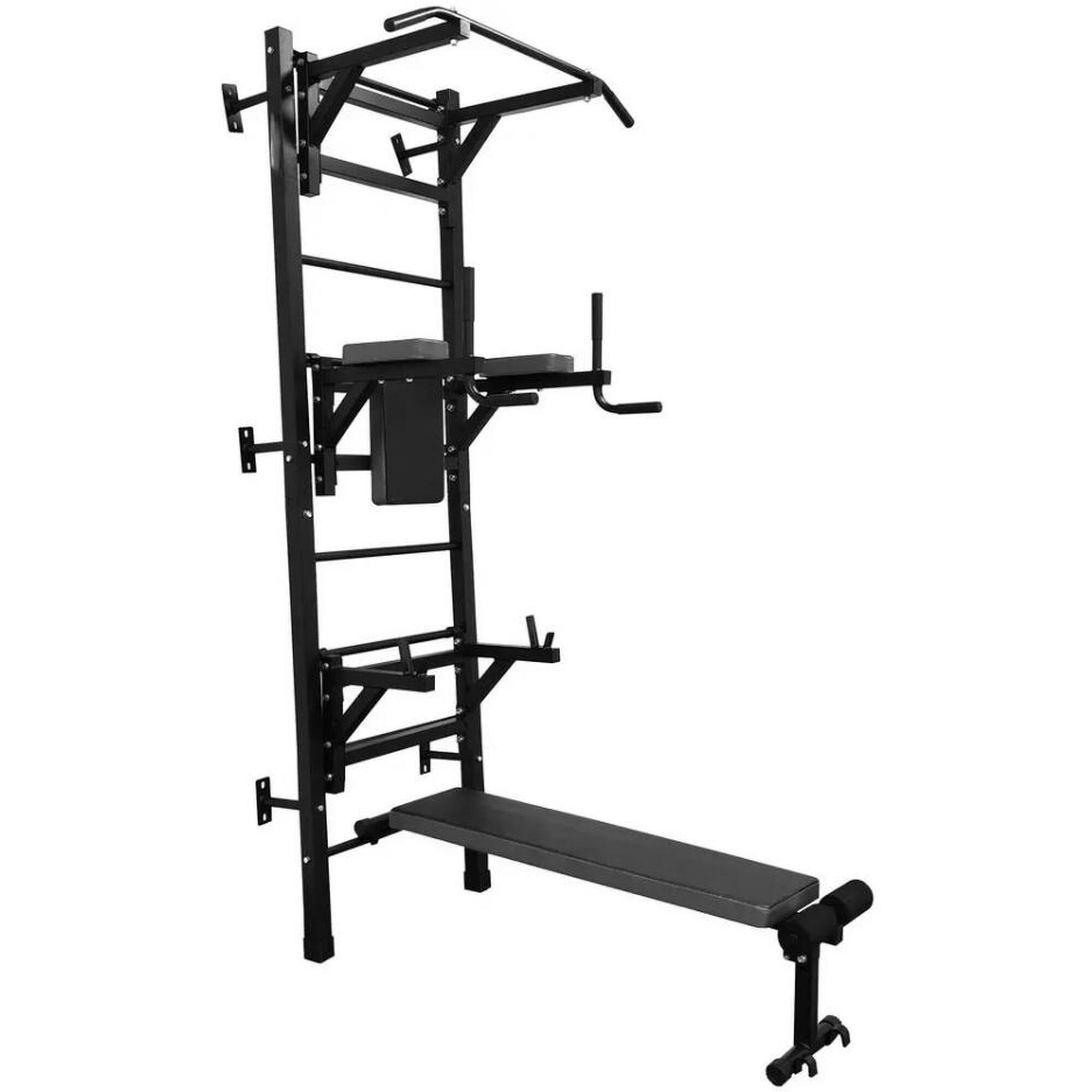 Adulți Fitness Spalier Gimnastică Bancă Abdomene X-sport Max Negru Metal