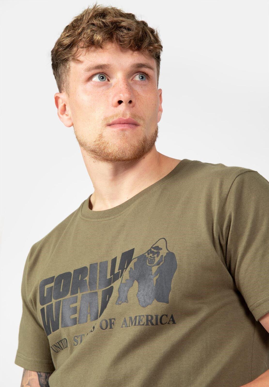 Camiseta Musculación Manga Corta Algodón Hombre GORILLA WEAR Classic Verde 6/6