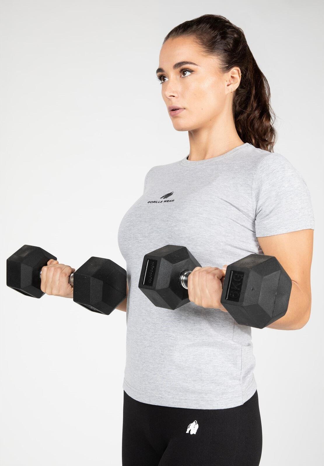 Camiseta Musculación Manga Corta Mujer GORILLA WEAR Estero Gris 5/6