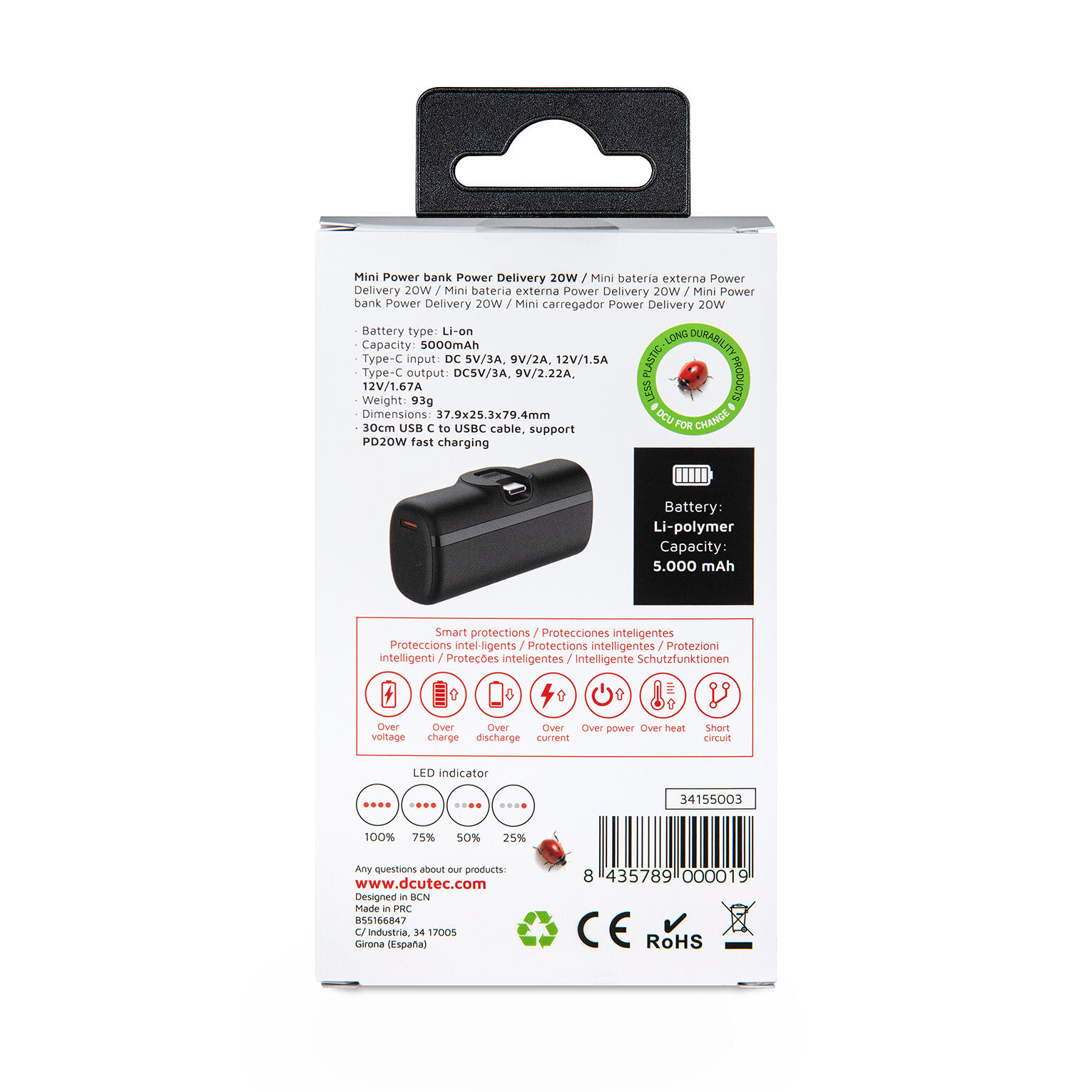 Batería externa de 5.000mAh con conector USB-C plegable 20W 6/6