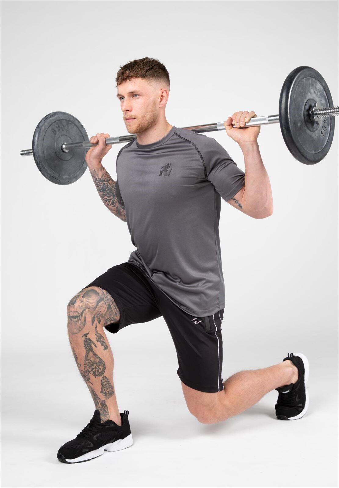 Camiseta Musculación Manga Corta Hombre GORILLA WEAR Performance Gris 6/6
