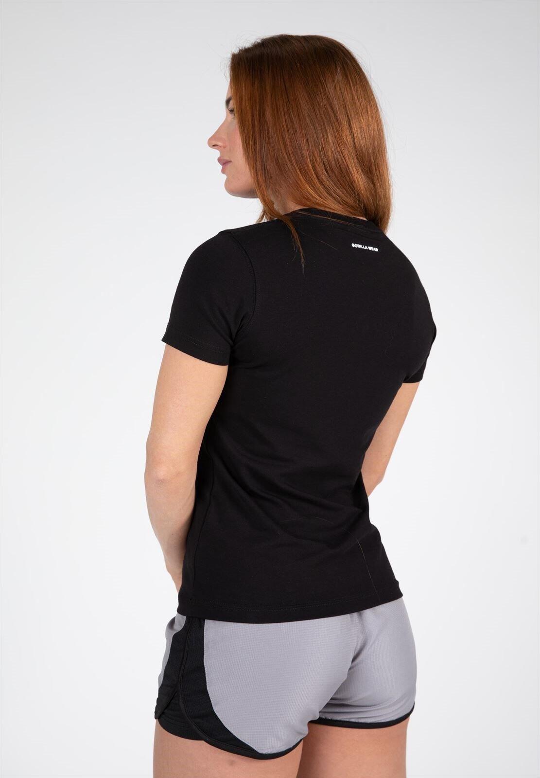 Camiseta Musculación Manga Corta Mujer GORILLA WEAR Estero Negro 2/6