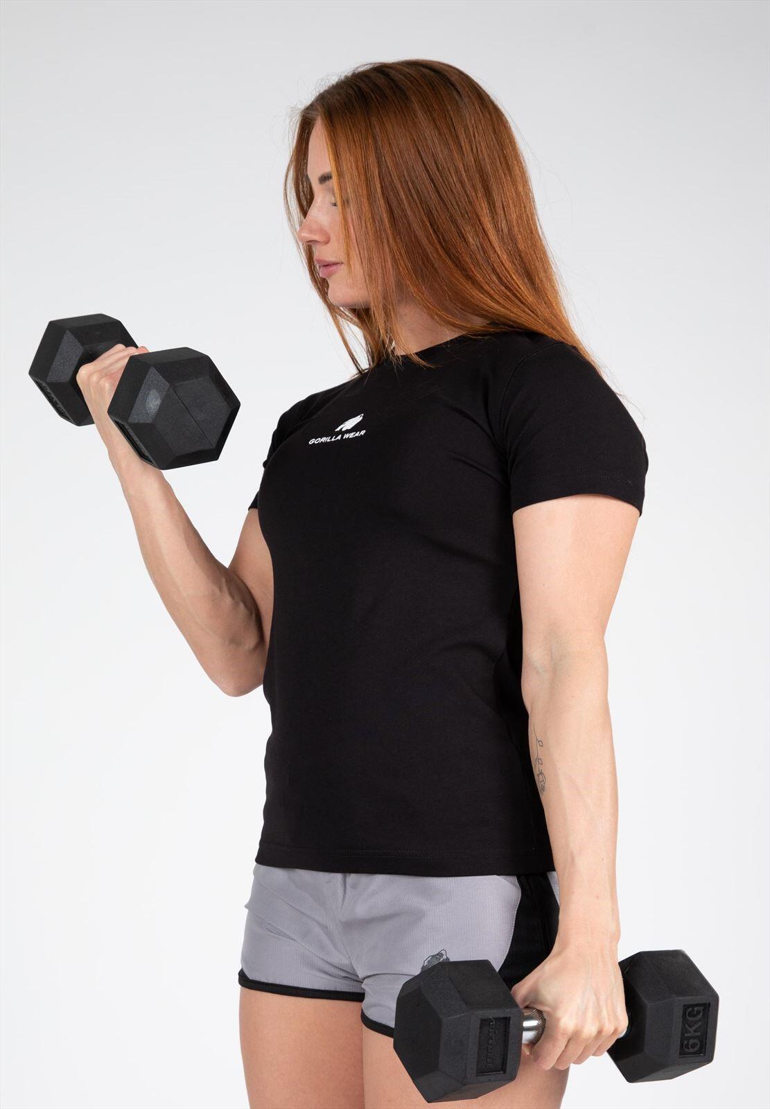 Camiseta Musculación Manga Corta Mujer GORILLA WEAR Estero Negro 6/6