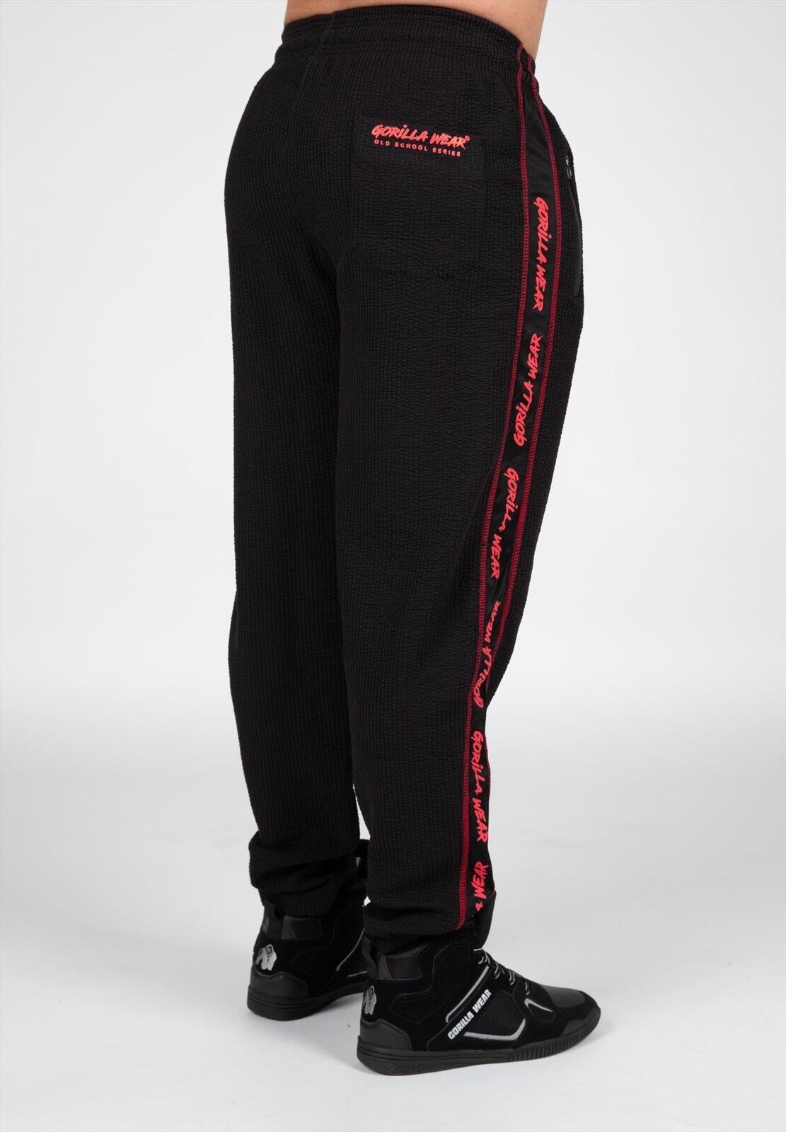 Pantalón Chándal Fitness Largo Hombre GORILLA WEAR Buffalo Negro Rojo 3/6