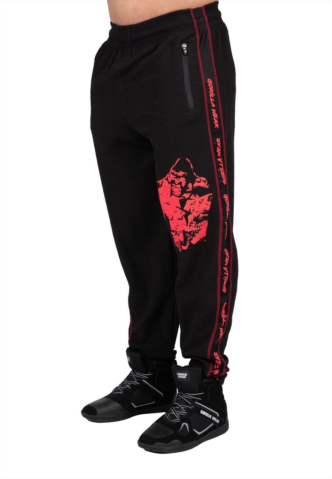 Pantalón Chándal Fitness Largo Hombre GORILLA WEAR Buffalo Negro Rojo 6/6