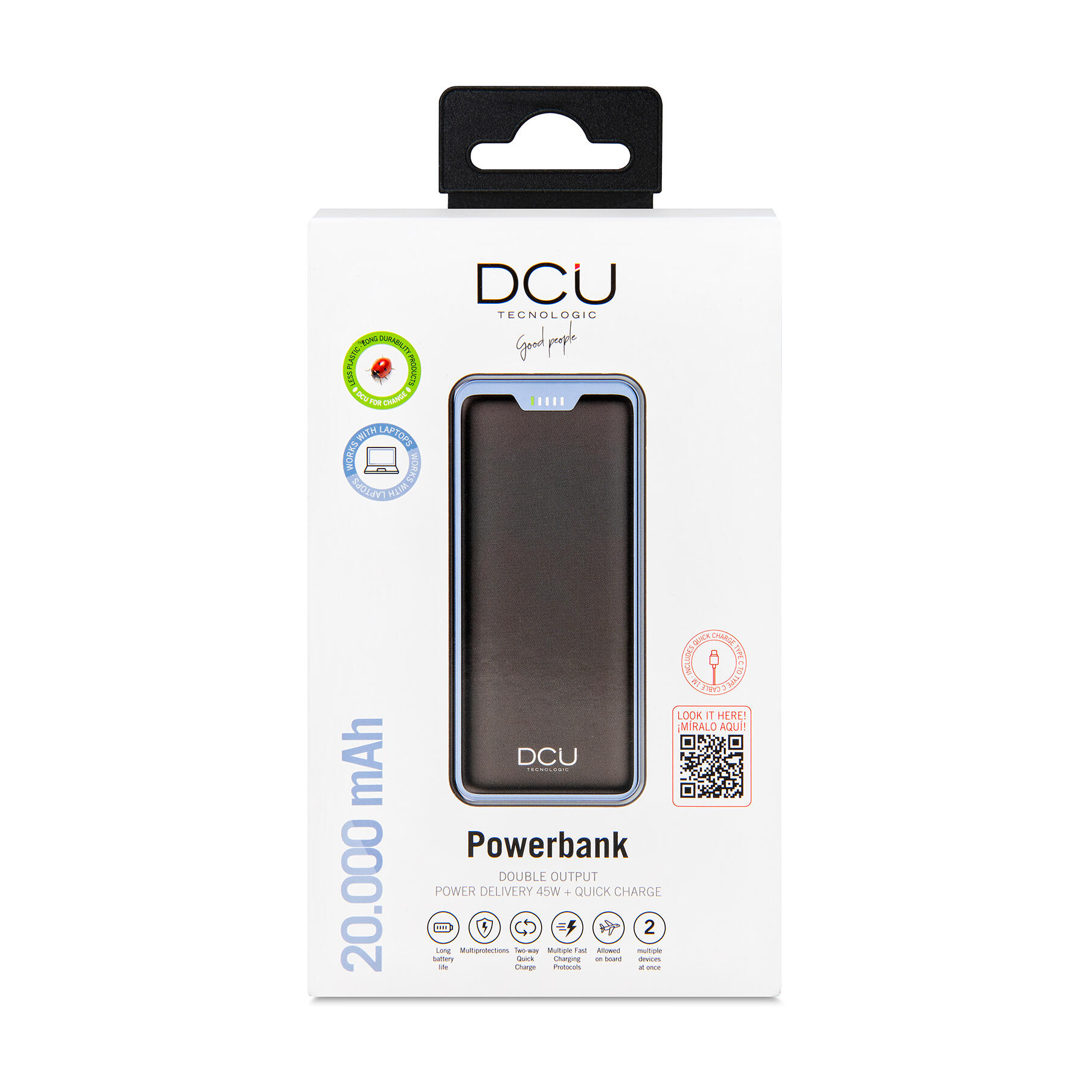 Power Bank doble salida USB Power Delivery 45W 20000mAh 3/4