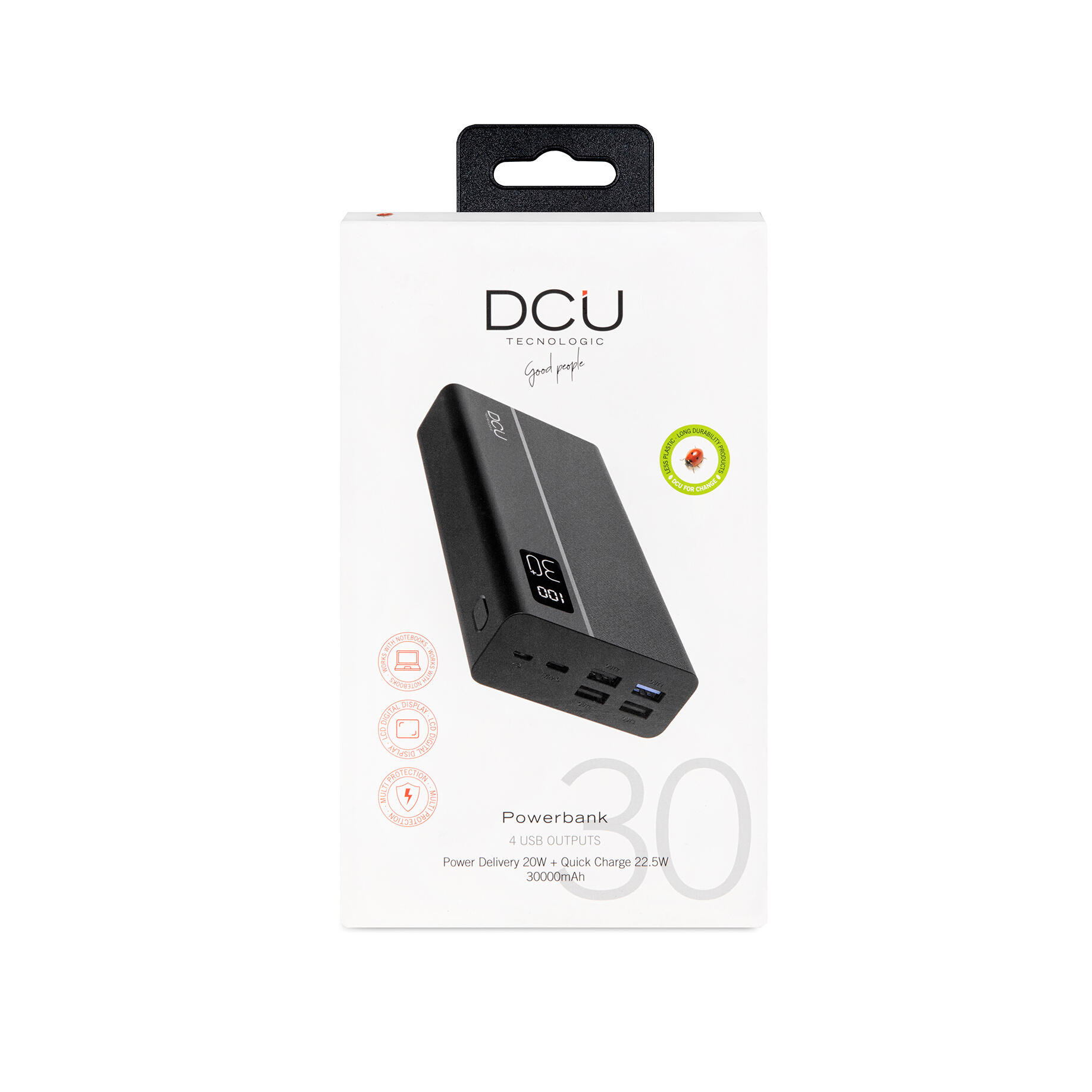 Power Bank 4 salidas USB Power Delivery 20W + Quick charge 22.5W 30000mAh 3/4