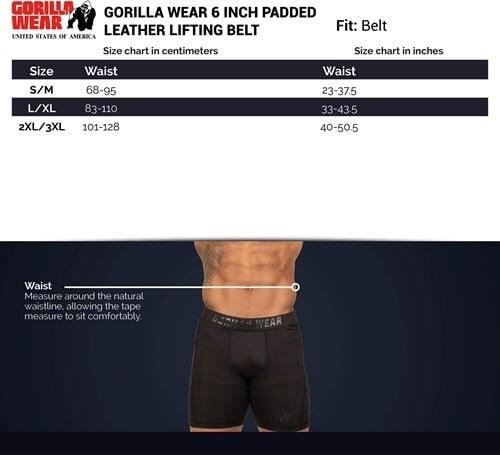 6 Inch Padded Leather Lifting Belt - Zwart/Zwart 4/6