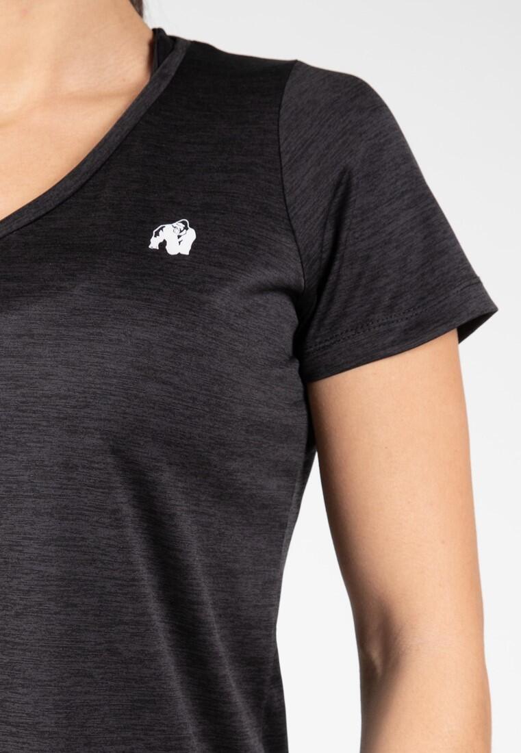 Camiseta Musculación Manga Corta Poliéster Mujer GORILLA WEAR Elmira Negro 5/7