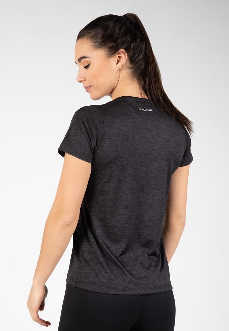 Camiseta Musculación Manga Corta Poliéster Mujer GORILLA WEAR Elmira Negro 2/7