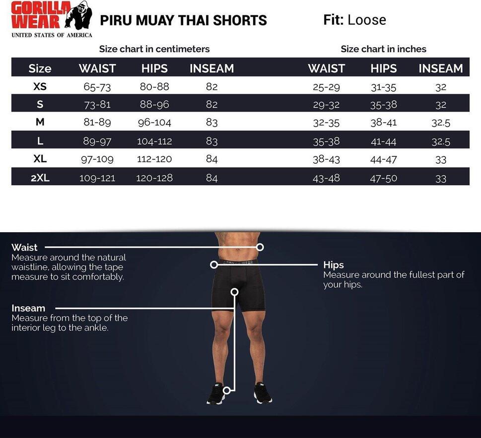 Piru Muay Thai Szorty - Biały/Czarny