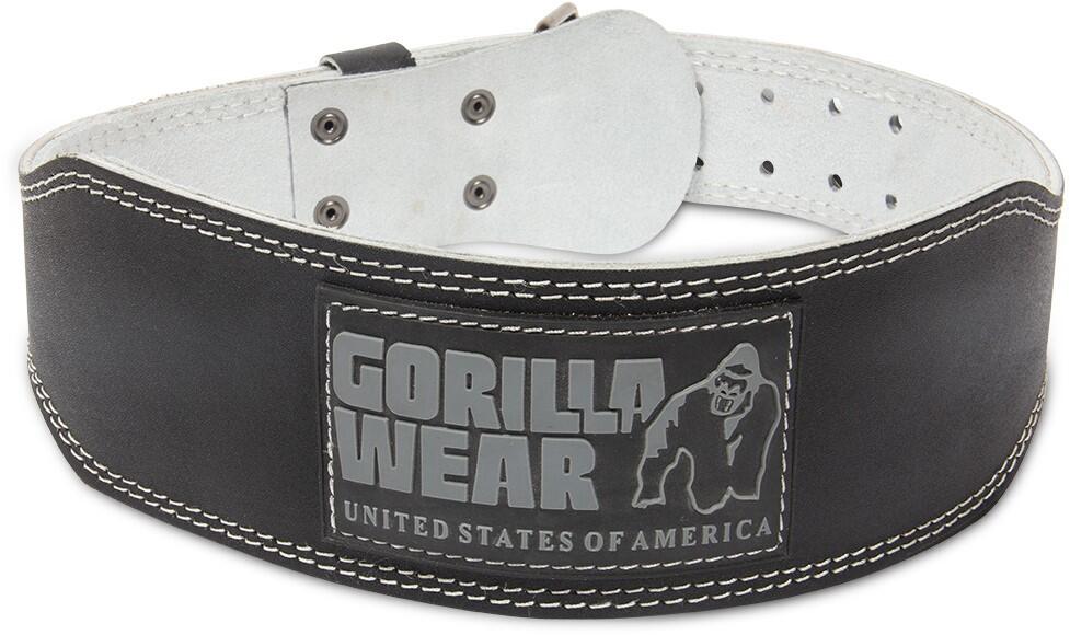 Gorilla Wear Couro acolchoado de 4 pol. Cinto de elevação - Preto/Cinzento 5/6