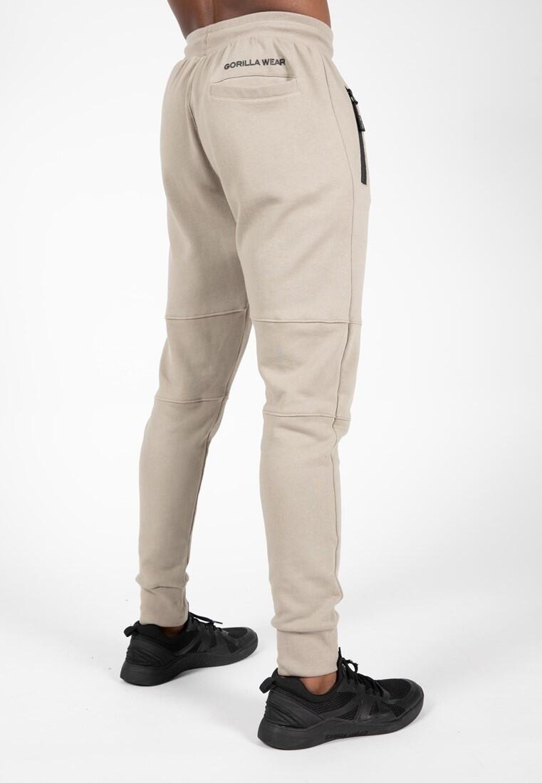 Pantalón Chándal Fitness Largo Hombre GORILLA WEAR Newark Beige 3/5