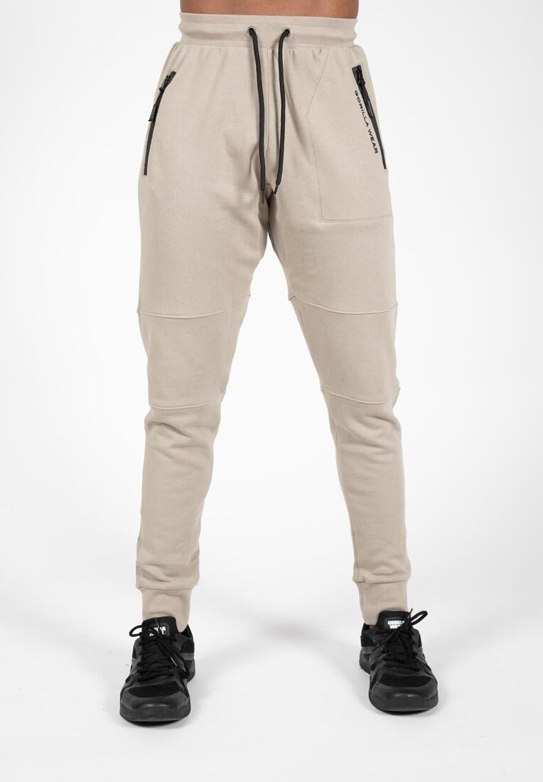 Pantalón Chándal Fitness Largo Hombre GORILLA WEAR Newark Beige 2/5