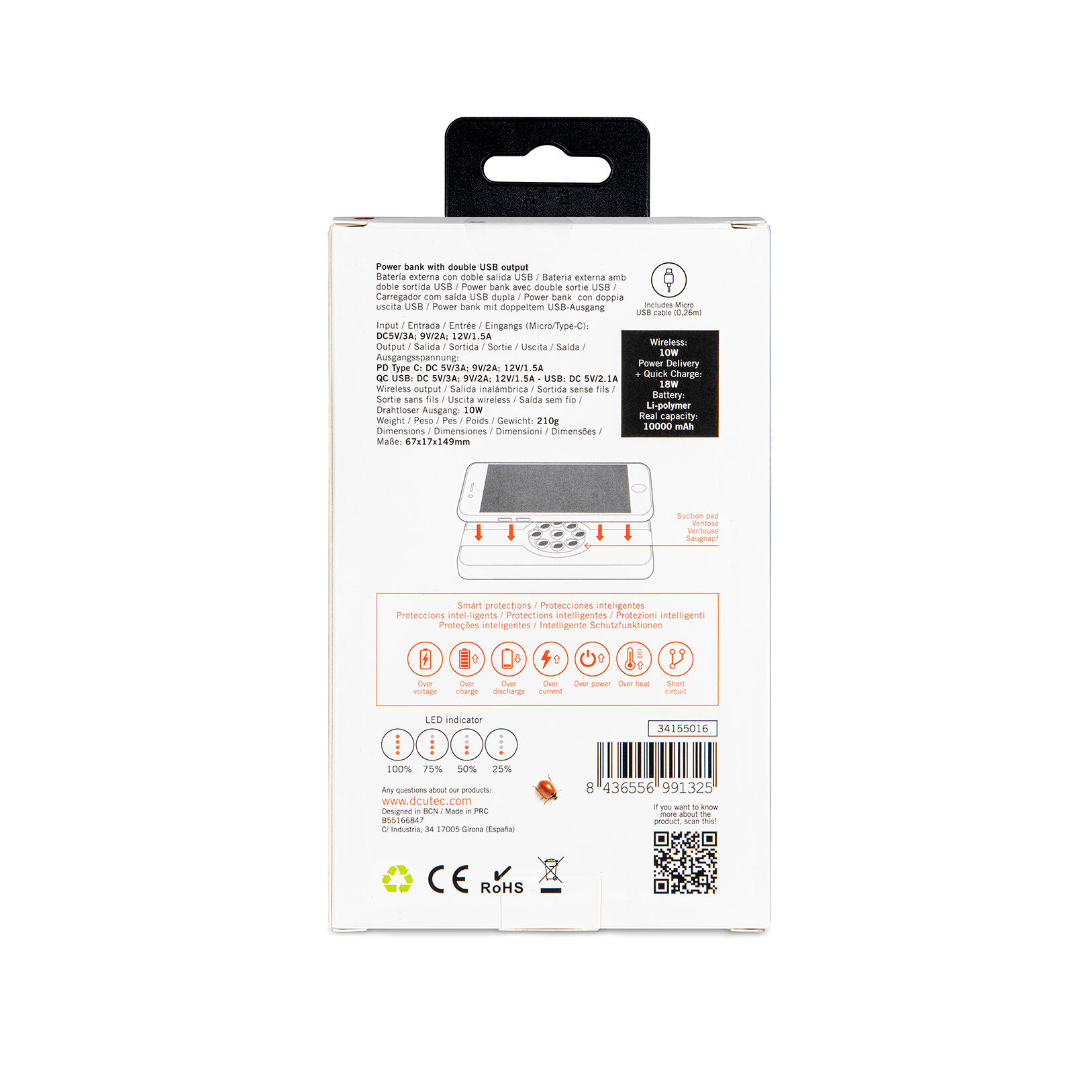 Power Bank Wireless 10W + Power Delivery 18W + Quick Charge 18W ventosa 4/4