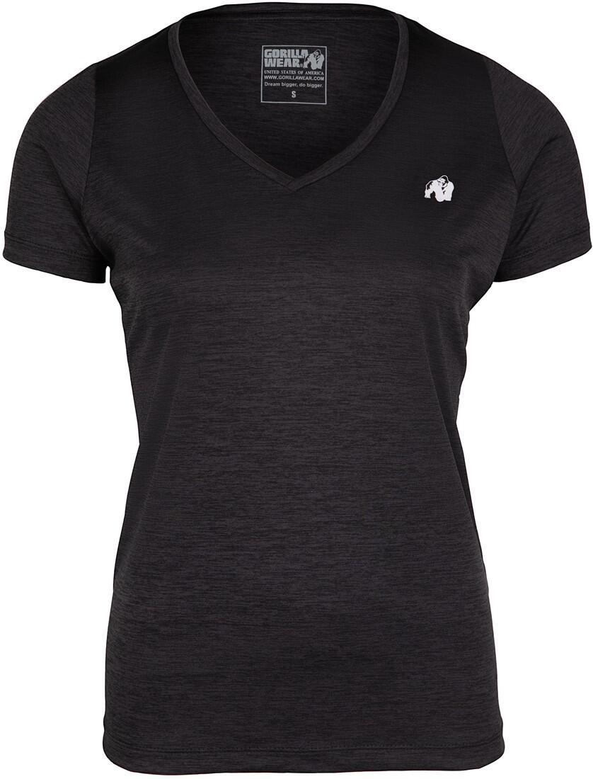 Camiseta Musculación Manga Corta Poliéster Mujer GORILLA WEAR Elmira Negro 6/7