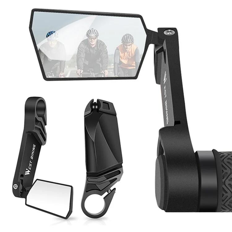 WEST BIKING 2 peças 360 graus rotativo guiador dobrável bicicleta espelho retrovisor