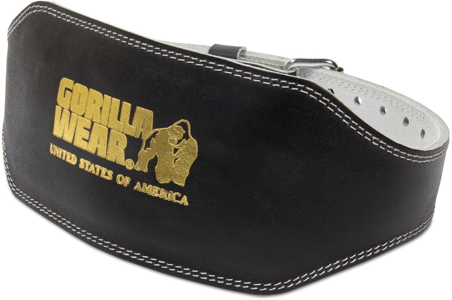 6 Inch Padded Leather Lifting Belt - Zwart/Goud 6/6