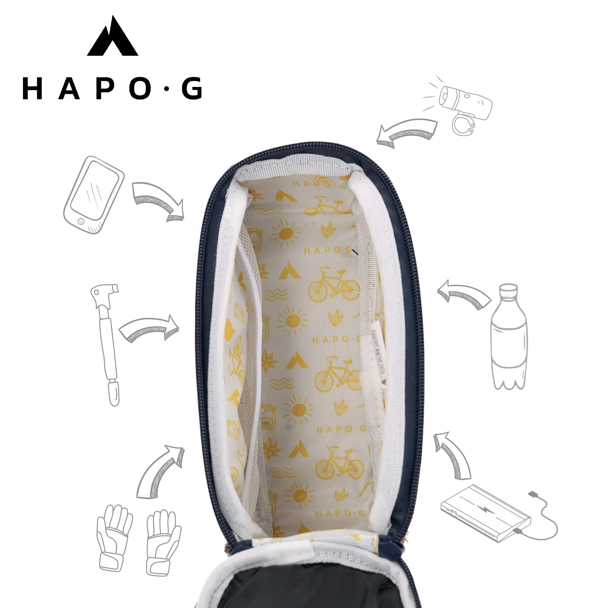 Sacoche de cadre vélo 1,6L Bleu - Support smartphone avec pare-soleil - HAPO-G 3/6