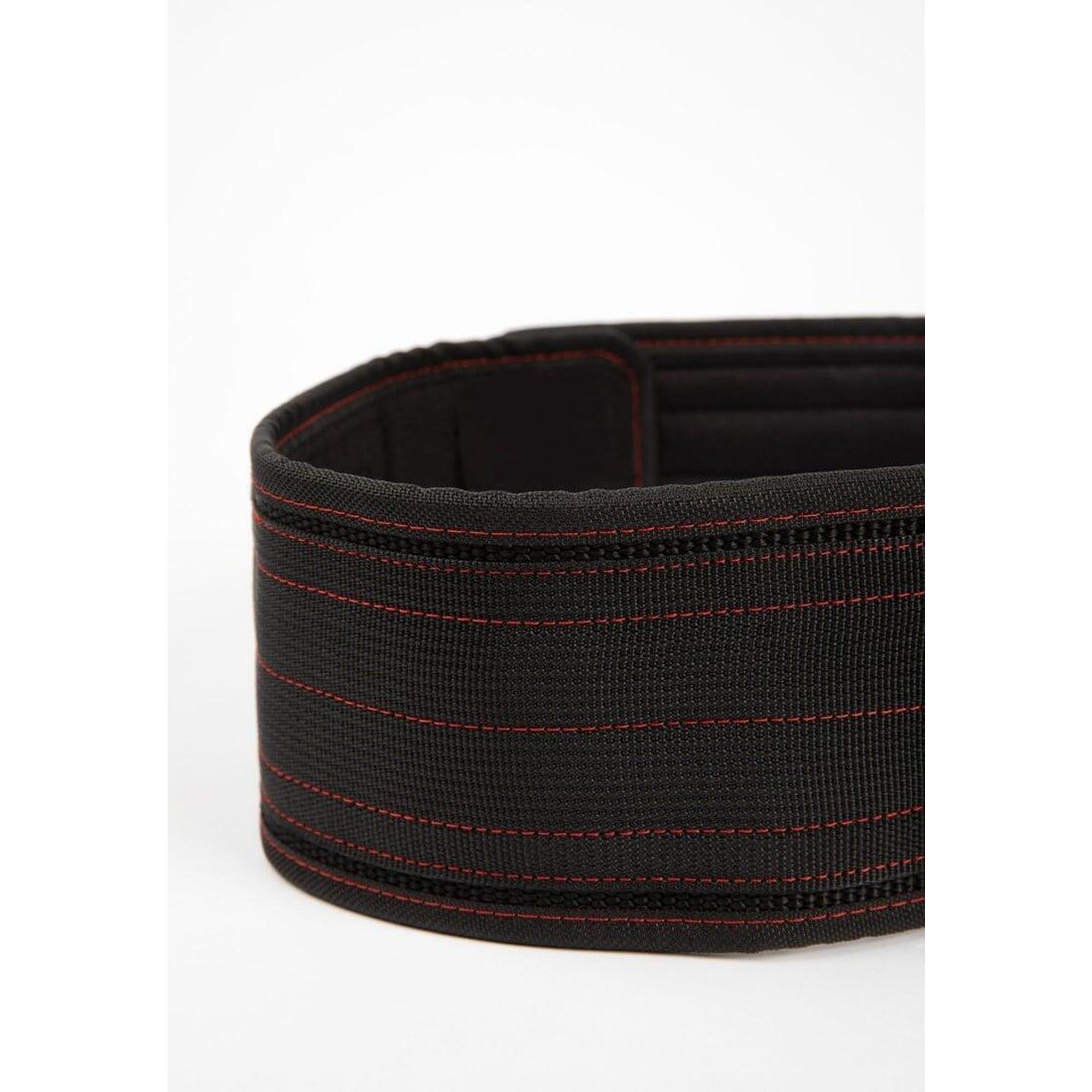 Gorilla Wear 4 Inch Nylon Cinto de elevação - Preto/Vermelho Stitched