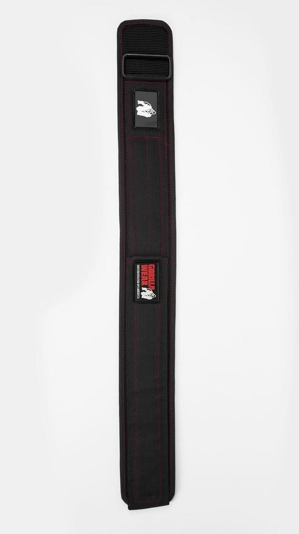 4 Inch Nylon Cintura di sollevamento - Nero/Rosso Stitched 3/6