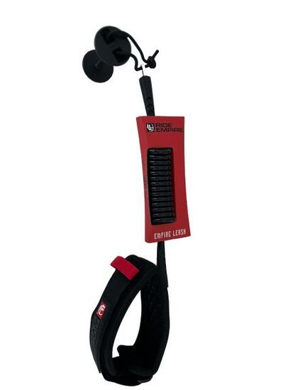 Leash de bodyboard EMPIRE ultra-résistant pour biceps de 7 mm en noir/rouge