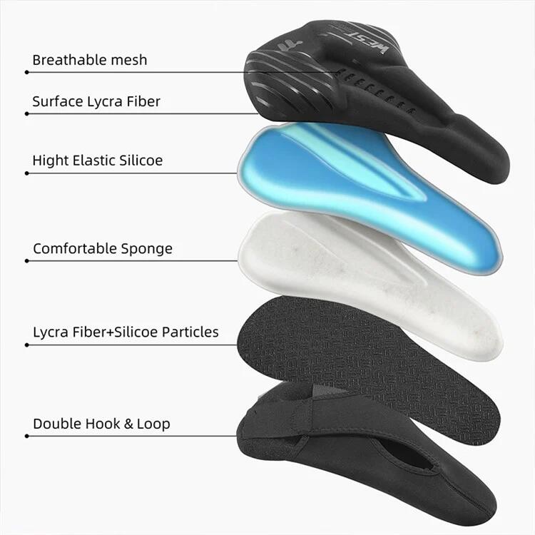 Coussin de selle de vélo à conception respirante avec housse de pluie 4/7