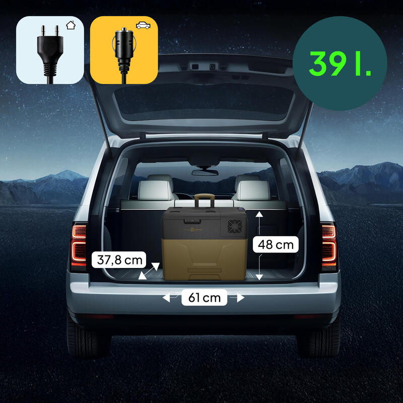 Frigorifică electrică camping Peme Expedition 39L 12/230v cu roți pentru o auto