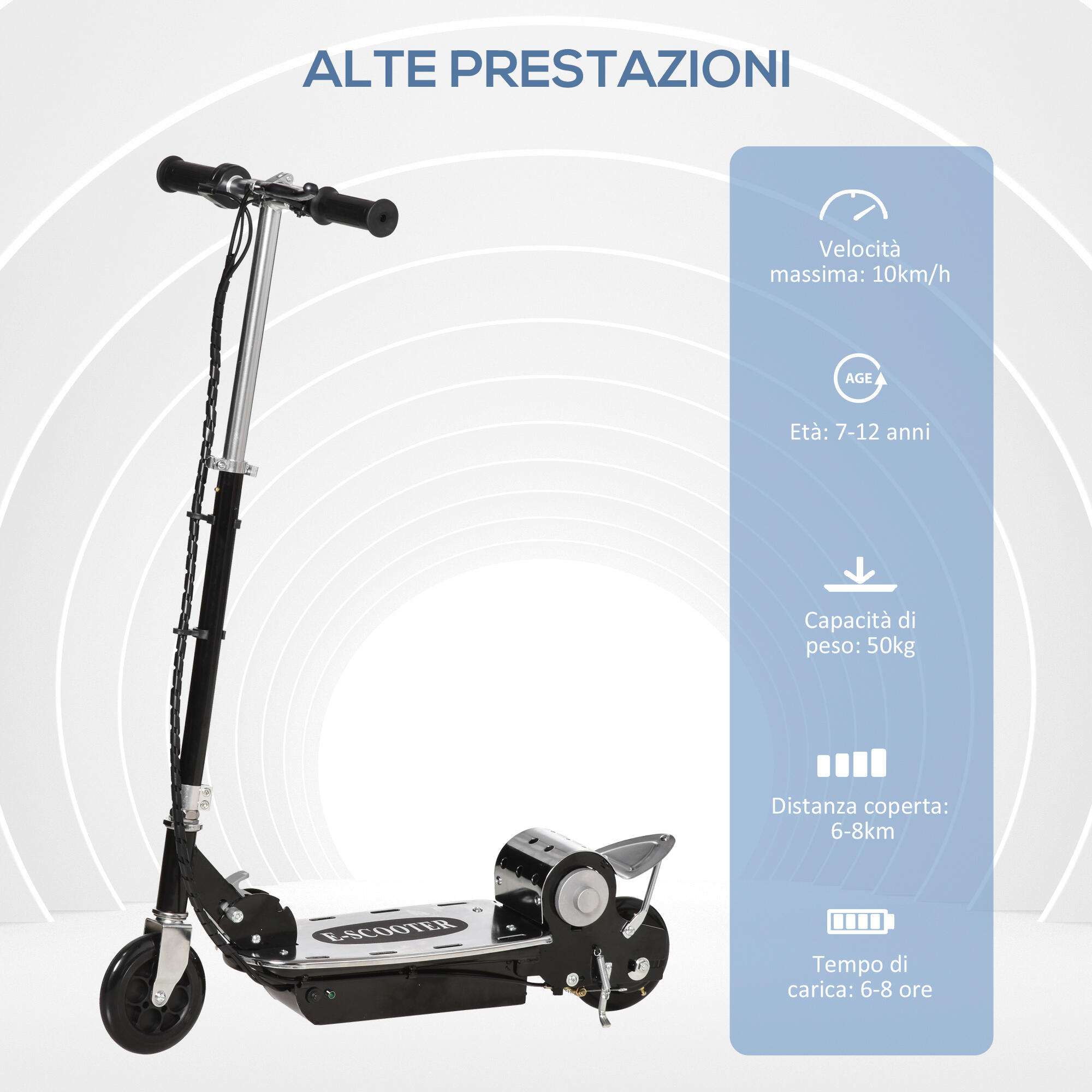 HOMCOM Monopattino per Bambini Pieghevole Elettrico 120W Nero 6/7
