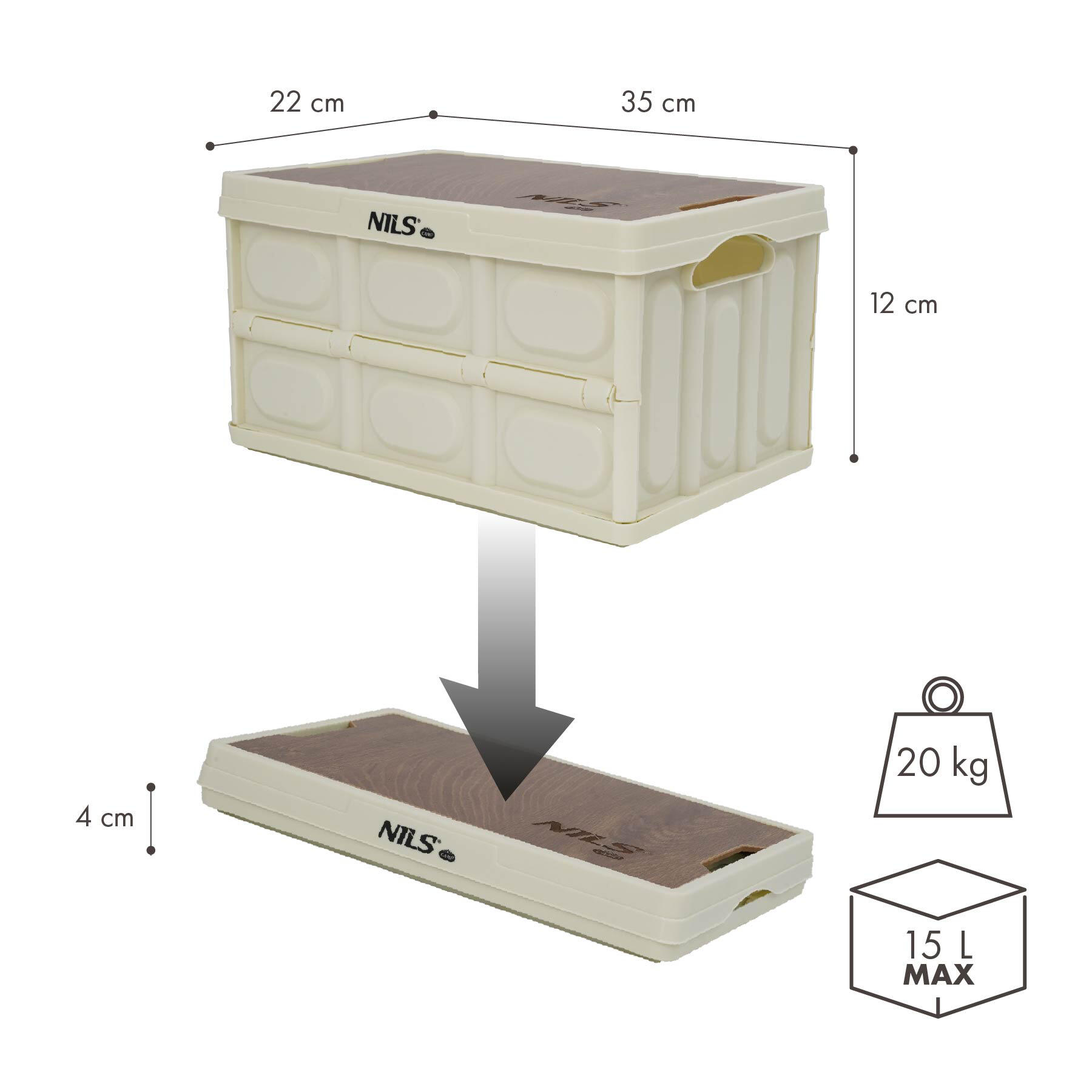 Campingkiste Mit Tischfunktion 2in1 Faltbar NCB4007 NILS CAMP 2/7