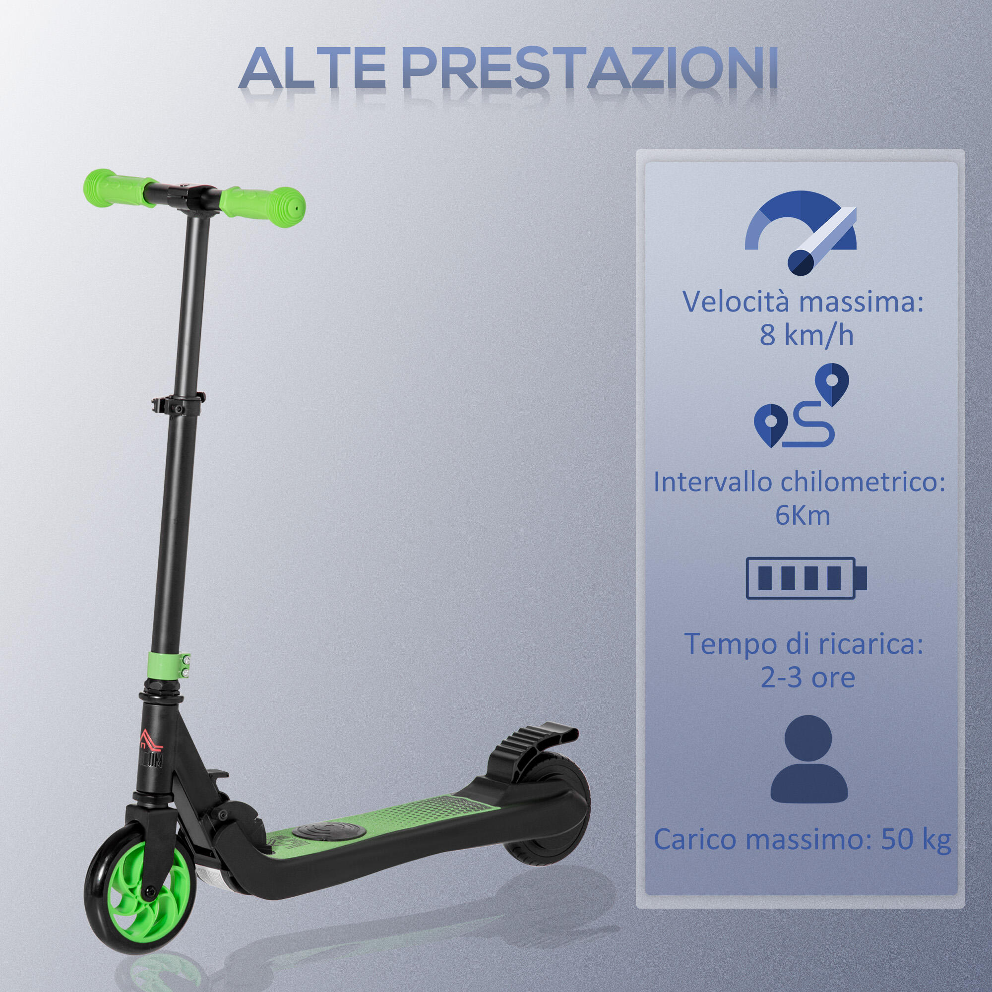 HOMCOM Monopattino Elettrico Pieghevole per Bambini 6+ Anni Nero e Verde 4/7