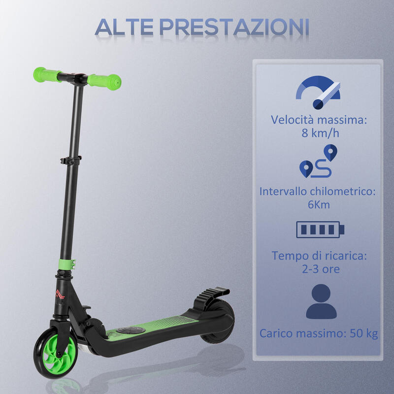 Trotineta Electrica Pliabila pentru Copii,  Homcom, 6 Ani +, Negru si Verde
