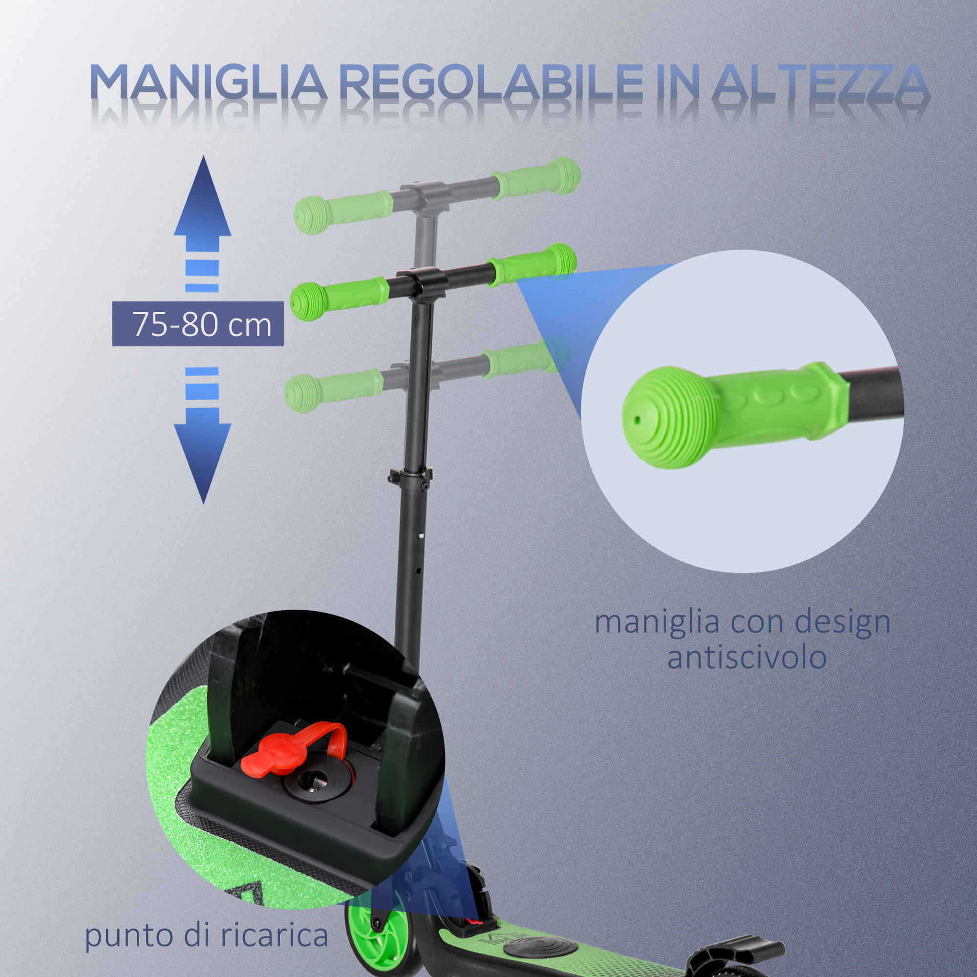 HOMCOM Monopattino Elettrico Pieghevole per Bambini 6+ Anni Nero e Verde 7/7
