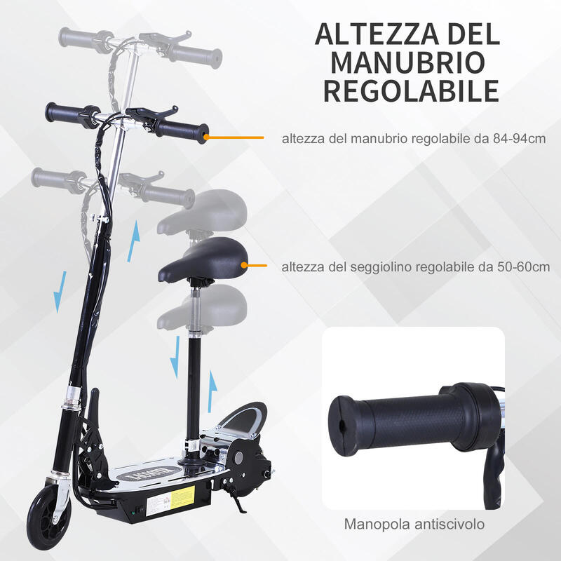 HOMCOM Trotineta Electrica  pentru Copii cu Scaun, Negru
