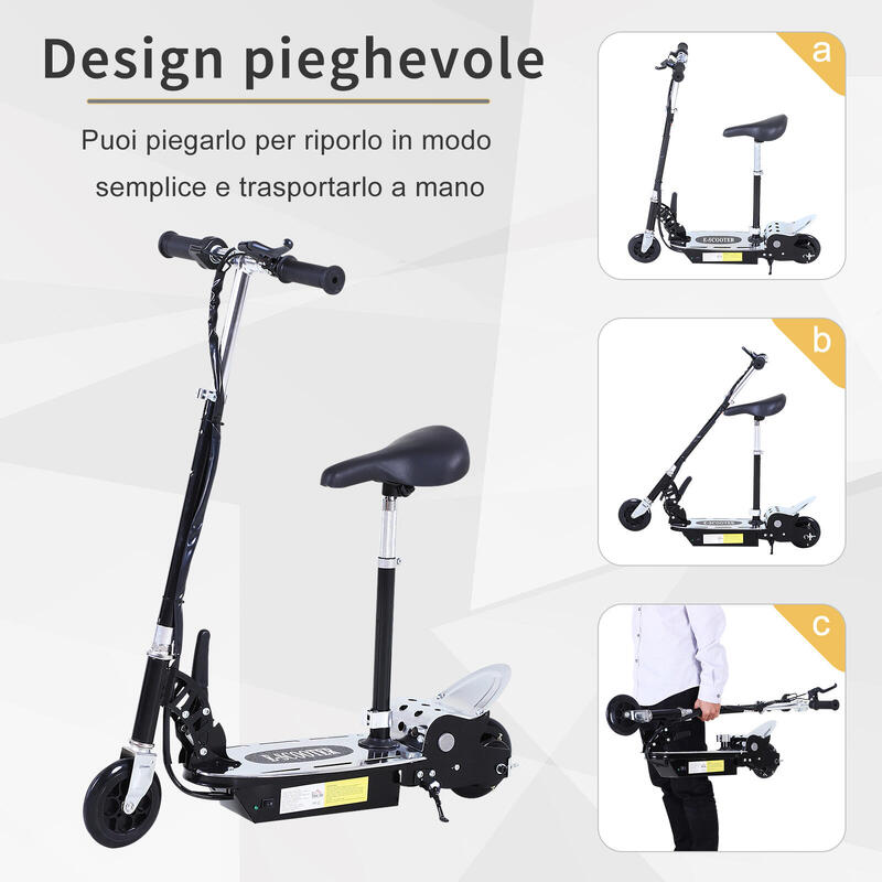 HOMCOM Trotineta Electrica  pentru Copii cu Scaun, Negru