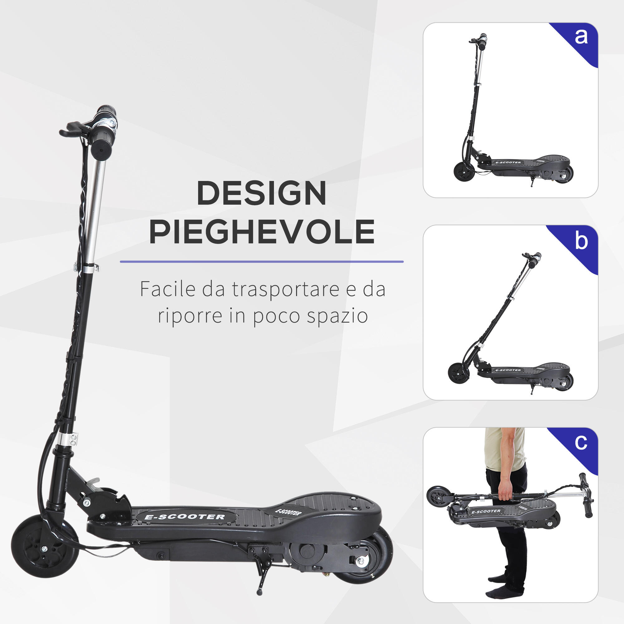 HOMCOM  Monopattino Elettrico per Bambini Pieghevole 120W Velocità Max 12km/h 5/7