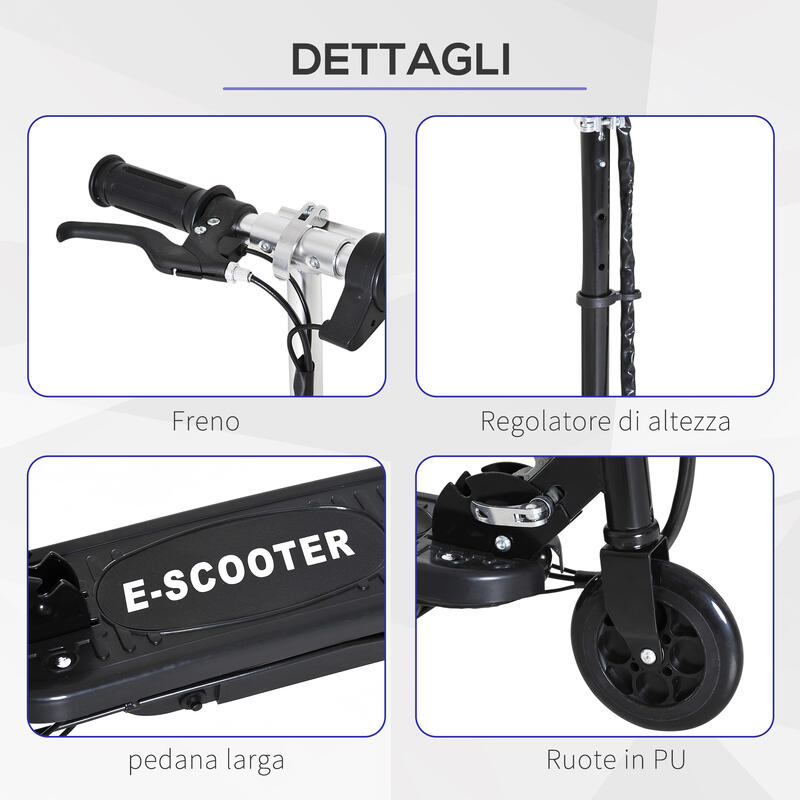HOMCOM Trotineta Electrica  pentru Copii, pliabila, 120W, Viteza Maxima 12km/h