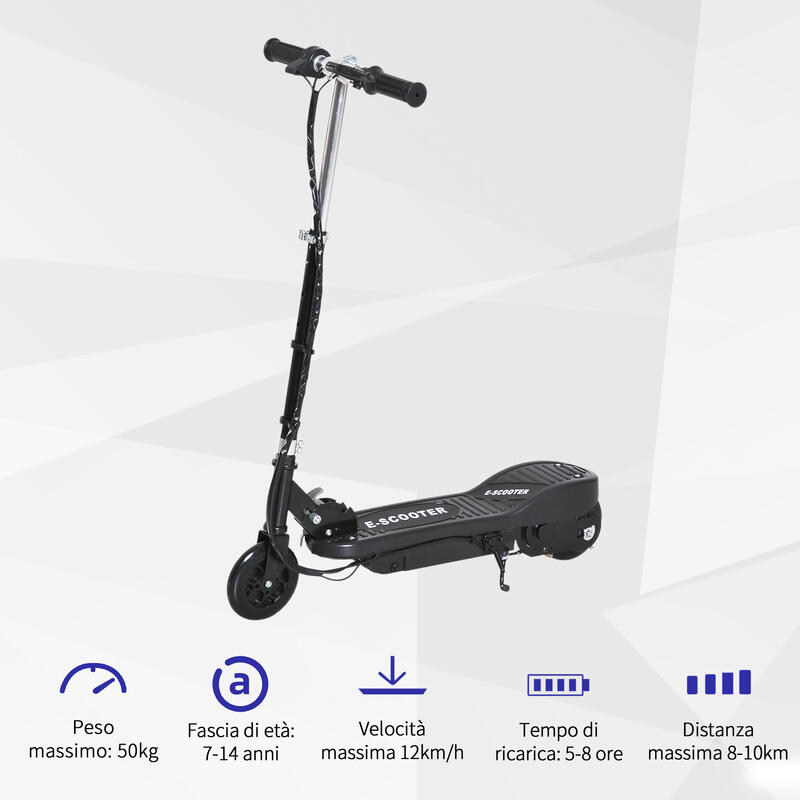 HOMCOM Trotineta Electrica  pentru Copii, pliabila, 120W, Viteza Maxima 12km/h