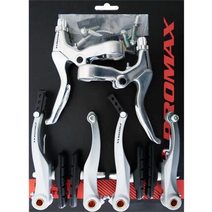 PROMAX jeu de freins V-brake avec poignées de frein aluminium argent