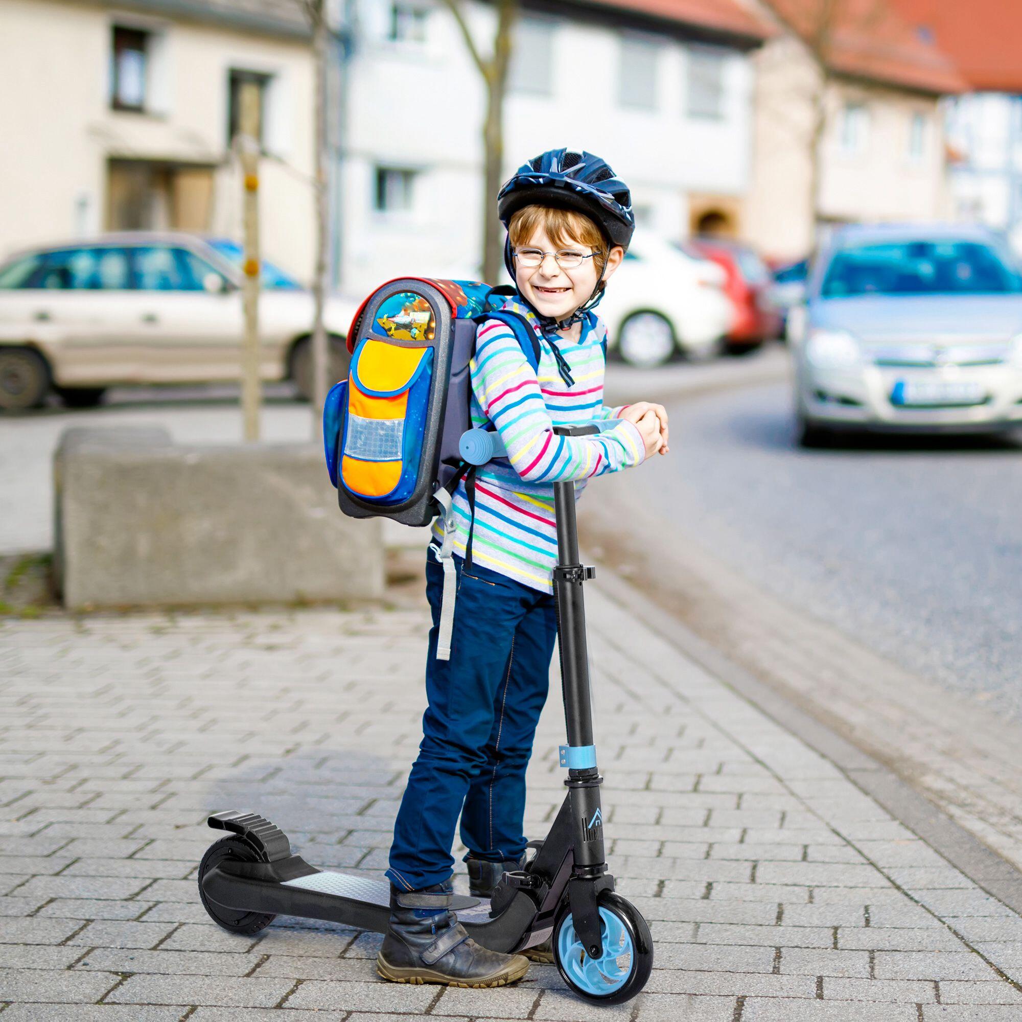 HOMCOM Monopattino Elettrico Pieghevole per Bambini 6+ Anni Nero e Azzurro 2/7