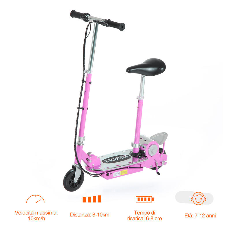 HOMCOM Trotineta Electrica  pentru Copii cu Scaun,  Roz