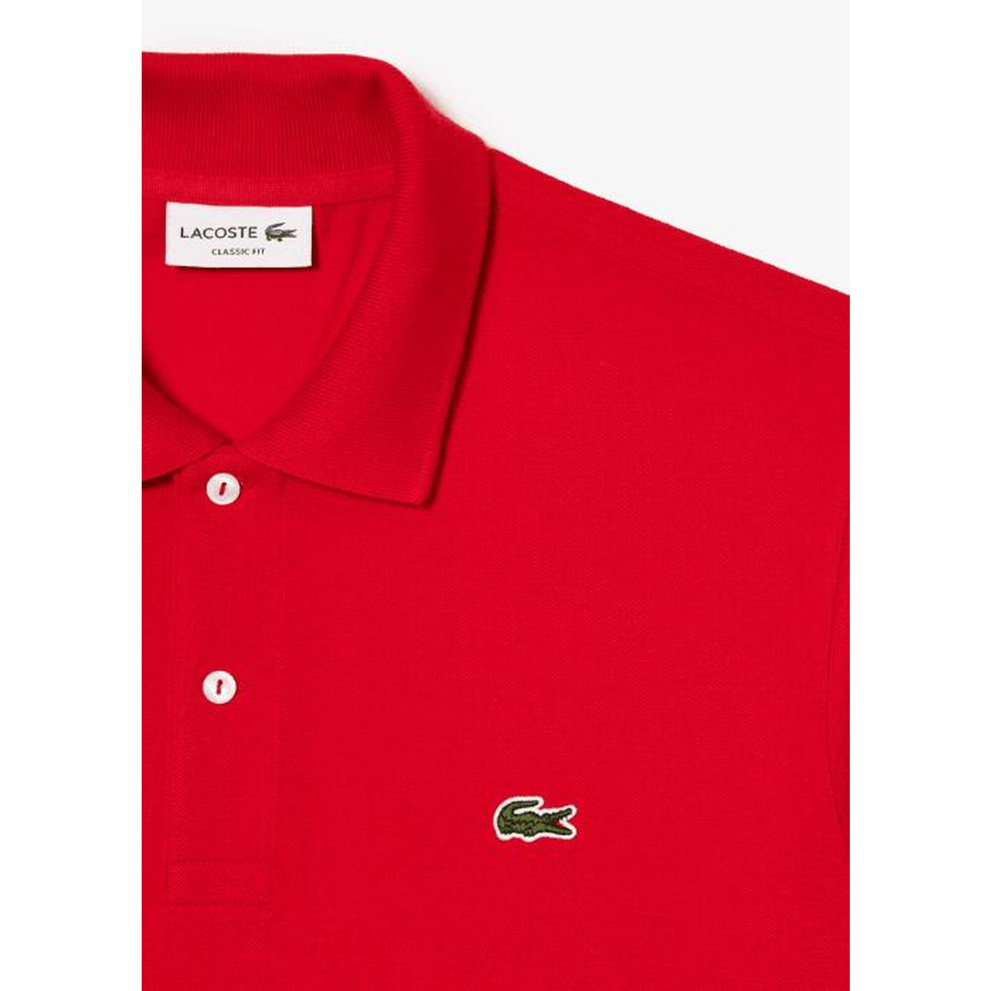 Tricou polo Lacoste clasic roșu pentru bărbați din piqué