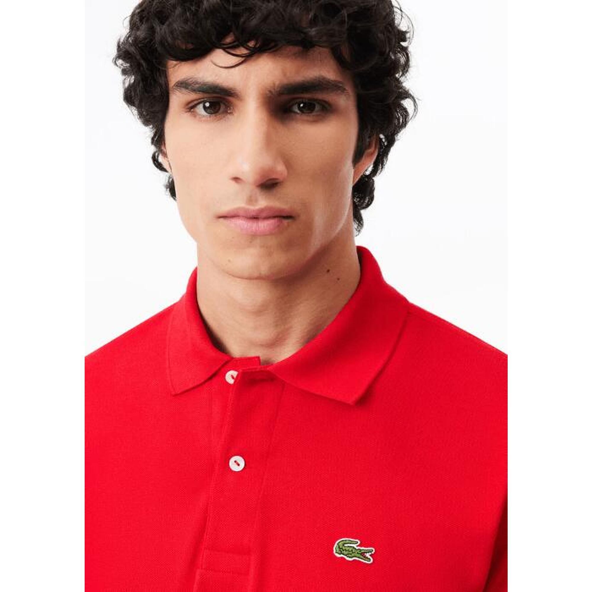 Tricou polo Lacoste clasic roșu pentru bărbați din piqué